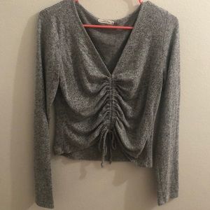 V neck grey blouse